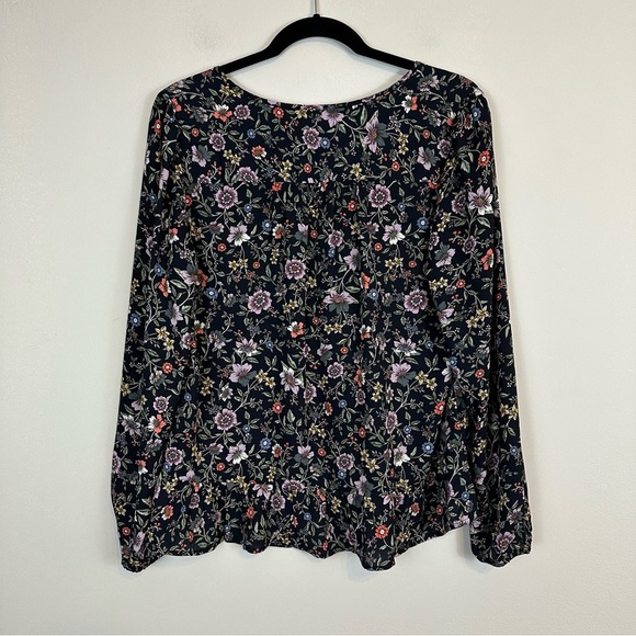 Loft | Floral Long Sleeve Ruffle Hem Blouse Size Small Women's - Picture 6 of 6